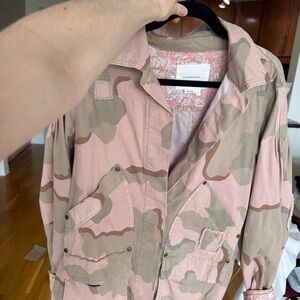 Anthropologie Pink and Tan Utility Jacket